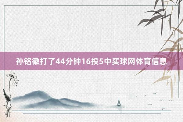 孙铭徽打了44分钟16投5中买球网体育信息