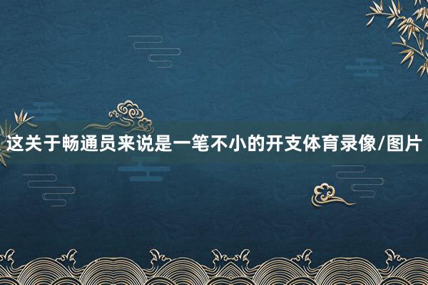 这关于畅通员来说是一笔不小的开支体育录像/图片