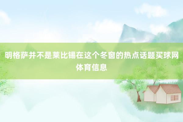 明格萨并不是莱比锡在这个冬窗的热点话题买球网体育信息