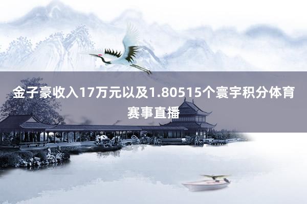 金子豪收入17万元以及1.80515个寰宇积分体育赛事直播